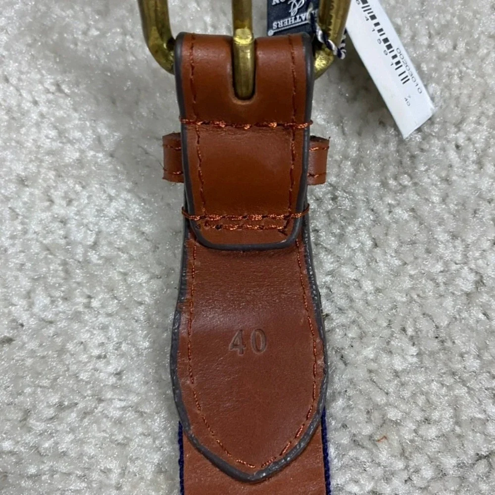 Smathers & Branson Belt Mens 40 Needlepoint Navy Rugby Shirts Ivy Prep Academia